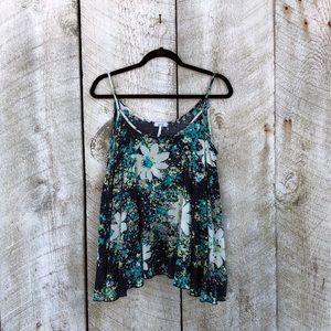 Kirra | blue flowered spaghetti strap tank top